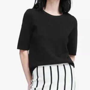 Banana Republic Milano Stitch Short Sleeve Crewneck Sweater in Black Size Small